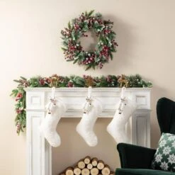 21 In. White Plush Christmas Stocking With Complimentary Reindeer Ornament -Northlight Shop glitzhome christmas stockings 2004700148 31 1000