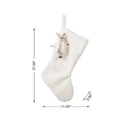 21 In. White Plush Christmas Stocking With Complimentary Reindeer Ornament -Northlight Shop glitzhome christmas stockings 2004700148 c3 1000