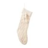 22 In. White Knitted Christmas Stocking With Pompon Tassel