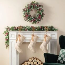 21 In. Milk Coffee Brown Twisted Faux Marten Fur Christmas Stocking With Bow 12 21 In. Milk Coffee Brown Twisted Faux Marten Fur Christmas Stocking With Bow -Northlight Shop glitzhome christmas stockings 2004700152 1f 1000