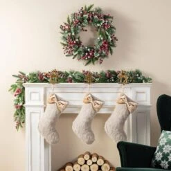 21 In. Faux Fox Fur Christmas Stocking With Bow (2 Pack) 10 21 In. Faux Fox Fur Christmas Stocking With Bow (2 Pack) -Northlight Shop glitzhome christmas stockings 2004700156 1f 1000