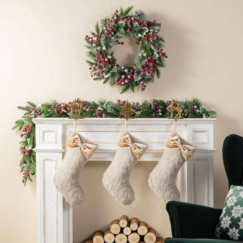 21 In. Faux Fox Fur Christmas Stocking With Bow (2 Pack) 5 21 In. Faux Fox Fur Christmas Stocking With Bow (2 Pack) - Image 5