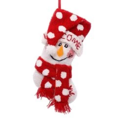 20 In. Polyester/Acrylic Hooked Christmas Stocking With 3D Snowman