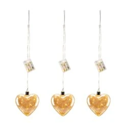 25.75 In. H Heart LED Warm White Lights Christmas String Lights Glass Wall Decor (3-Pack)