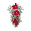 14 In. Red Mangnolia And Berry Artificial Christmas Swag Teardrop -Northlight Shop glitzhome christmas swag 2010500022 64 1000