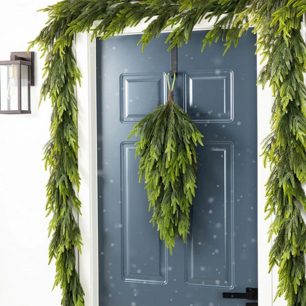 31.5 In. Greenery PE Dripping Artificial Christmas Swag Teardrop 5 31.5 In. Greenery PE Dripping Artificial Christmas Swag Teardrop - Image 5