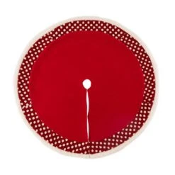 Set Of 2 Fabric Pompom Christmas Decoration (48 In. Tree Skirt And 21 In. Stocking ) -Northlight Shop glitzhome christmas textiles 2004700007 4f 1000