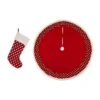 Set Of 2 Fabric Pompom Christmas Decoration (48 In. Tree Skirt And 21 In. Stocking ) -Northlight Shop glitzhome christmas textiles 2004700007 64 1000