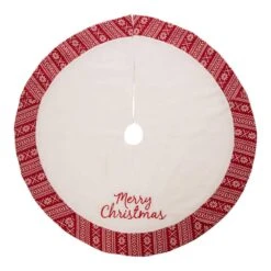 Set Of 2 White Fleece Christmas Decoration (48.00 In Tree Skirt And 21 In. Stocking ) -Northlight Shop glitzhome christmas textiles 2004700023 4f 1000