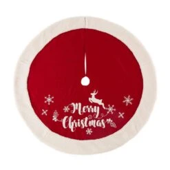 Set Of 3 Fabric Christmas Decoration (48 In. Tree Skirt And 21 In. Stocking)- Merry Christmas -Northlight Shop glitzhome christmas textiles 2004700034 4f 1000