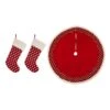Set Of 3 Fabric Pompom Christmas Decoration (48 In. Tree Skirt And 21 In. Stocking) -Northlight Shop glitzhome christmas textiles 2004700035 64 1000