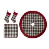 48 In. Black And White Plaid Fabric Tree Skirt/Stocking/Pillow Cover Christmas Decoration (Set Of 4) -Northlight Shop glitzhome christmas textiles 2004800011 64 1000