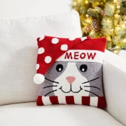 14 In. L Hooked 3D Meow Pillow 7 14 In. L Hooked 3D Meow Pillow -Northlight Shop glitzhome christmas textiles 2004800021 c3 1000