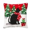 14 In. L Hooked Christmas Cat Pillow -Northlight Shop glitzhome christmas textiles 2004800024 64 1000