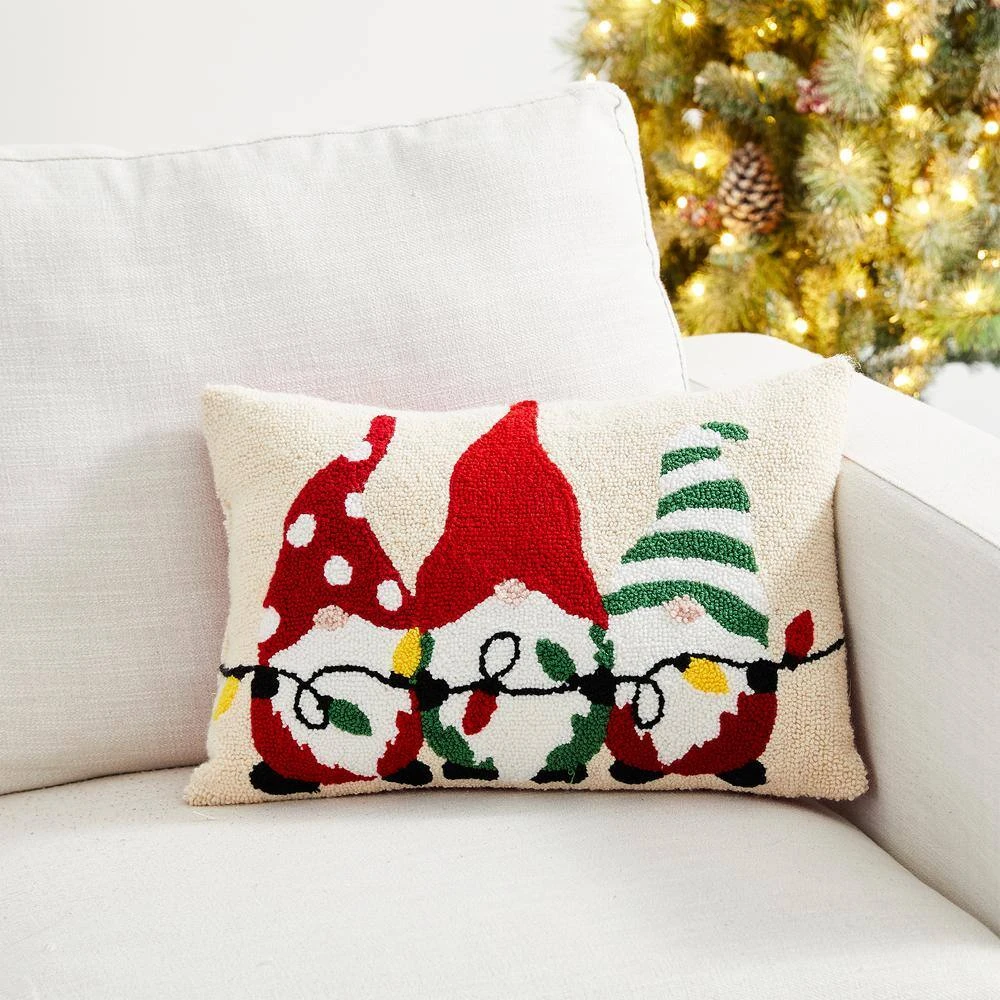 18 In. L Hooked Christmas Gnomes Pillow 3 18 In. L Hooked Christmas Gnomes Pillow - Image 3