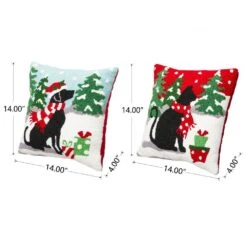 14 In. L Hooked Christmas Dog And Cat Pillow (2-Pack) -Northlight Shop glitzhome christmas textiles 2004800028 4f 1000