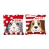 2-Pack 14 In. L Hooked 3D Meow And Woof Pillow -Northlight Shop glitzhome christmas textiles 2004800029 64 1000