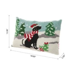 18 In. W X 12 In. H Hooked Christmas Dog Pillow -Northlight Shop glitzhome christmas textiles 2004800035 c3 1000