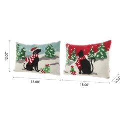 18 In. W X 12 In. H Hooked Christmas Cat And Dog Pillow (Set Of 2) 8 18 In. W X 12 In. H Hooked Christmas Cat And Dog Pillow (Set Of 2) -Northlight Shop glitzhome christmas textiles 2004800036 4f 1000
