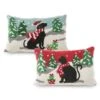 18 In. W X 12 In. H Hooked Christmas Cat And Dog Pillow (Set Of 2) -Northlight Shop glitzhome christmas textiles 2004800036 64 1000