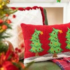 12 In. H Hooked Bent Trees Pillow -Northlight Shop glitzhome christmas textiles 2004800040 fa 1000