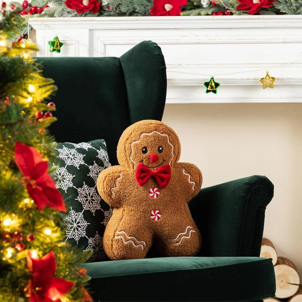15 In. H Christmas Gingerbread Man Shaped Pillow 2 15 In. H Christmas Gingerbread Man Shaped Pillow - Image 2