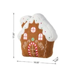 17 In. H Christmas Gingerbread House Shaped Pillow -Northlight Shop glitzhome christmas textiles 2004800042 c3 1000