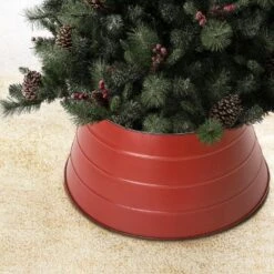 22 In. D Painted Red Metal Tree Collar