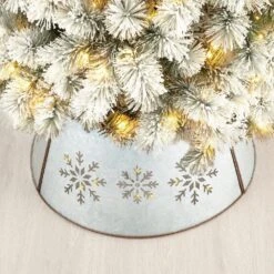 21.65 In. D Snowflake Diecut Metal Tree Collar With Light String (KD) -Northlight Shop glitzhome christmas tree collars 1106203435 44 1000