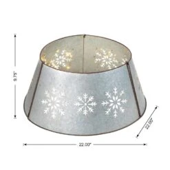 21.65 In. D Snowflake Diecut Metal Tree Collar With Light String (KD) -Northlight Shop glitzhome christmas tree collars 1106203435 c3 1000