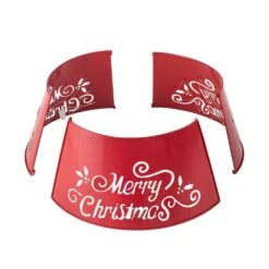 26 In. Dia Merry Christmas Diecut Metal Tree Collar With Light String(KD) -Northlight Shop glitzhome christmas tree collars 2004600001 1f 1000