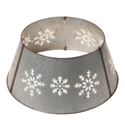 26 In. Dia Snowflake Diecut Metal Tree Collar With Light String(KD)
