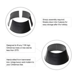 26 In. D Black Hammered Metal Tree Collar (KD) -Northlight Shop glitzhome christmas tree collars 2010600007 4f 1000