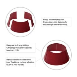 22 In. D Red Hammered Metal Tree Collar (KD) -Northlight Shop glitzhome christmas tree collars 2010600008 c3 1000