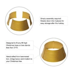22 In. D Gold Hammered Metal Tree Collar (KD) -Northlight Shop glitzhome christmas tree collars 2010600009 c3 1000