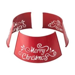 22 In. D Red Merry Christmas Cutout Metal Tree Collar With Light String (KD) -Northlight Shop glitzhome christmas tree collars 2010600015 1f 1000