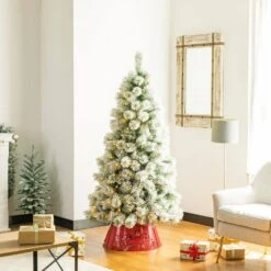 22 In. D Red Merry Christmas Cutout Metal Tree Collar With Light String (KD) -Northlight Shop glitzhome christmas tree collars 2010600015 77 1000