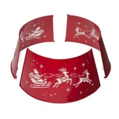 22 In. D Galvanized Metal Santa On Sleigh Tree Collar With Light String (KD) -Northlight Shop glitzhome christmas tree collars 2010600020 4f 1000