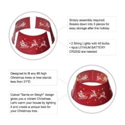 22 In. D Galvanized Metal Santa On Sleigh Tree Collar With Light String (KD) -Northlight Shop glitzhome christmas tree collars 2010600020 c3 1000