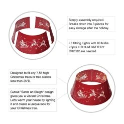 26 In. D Galvanized Metal Santa On Sleigh Tree Collar With Light String (KD) -Northlight Shop glitzhome christmas tree collars 2010600021 c3 1000