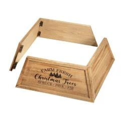 10.67 In. H Natural Wooden Trapezoid Farm Fresh Brown Christmas Trees Tree Collar (KD) -Northlight Shop glitzhome christmas tree collars 2010600027 1f 1000