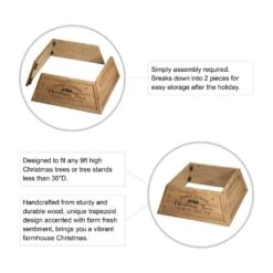 10.67 In. H Natural Wooden Trapezoid Farm Fresh Brown Christmas Trees Tree Collar (KD) -Northlight Shop glitzhome christmas tree collars 2010600027 c3 1000