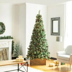 10.98 In .H X 26 In. D Natural Wooden Brown Tree Collar (KD) -Northlight Shop glitzhome christmas tree collars 2010600029 77 1000