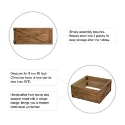 10.98 In .H X 26 In. D Natural Wooden Brown Tree Collar (KD) -Northlight Shop glitzhome christmas tree collars 2010600029 c3 1000