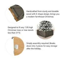 22 In. D Warm Gray Wooden Tree Collar (KD) -Northlight Shop glitzhome christmas tree collars 2010600032 c3 1000