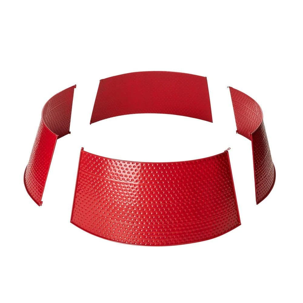 40.5 In. D Christmas Red Hammered Metal Tree Collar (KD) 6 40.5 In. D Christmas Red Hammered Metal Tree Collar (KD) - Image 6