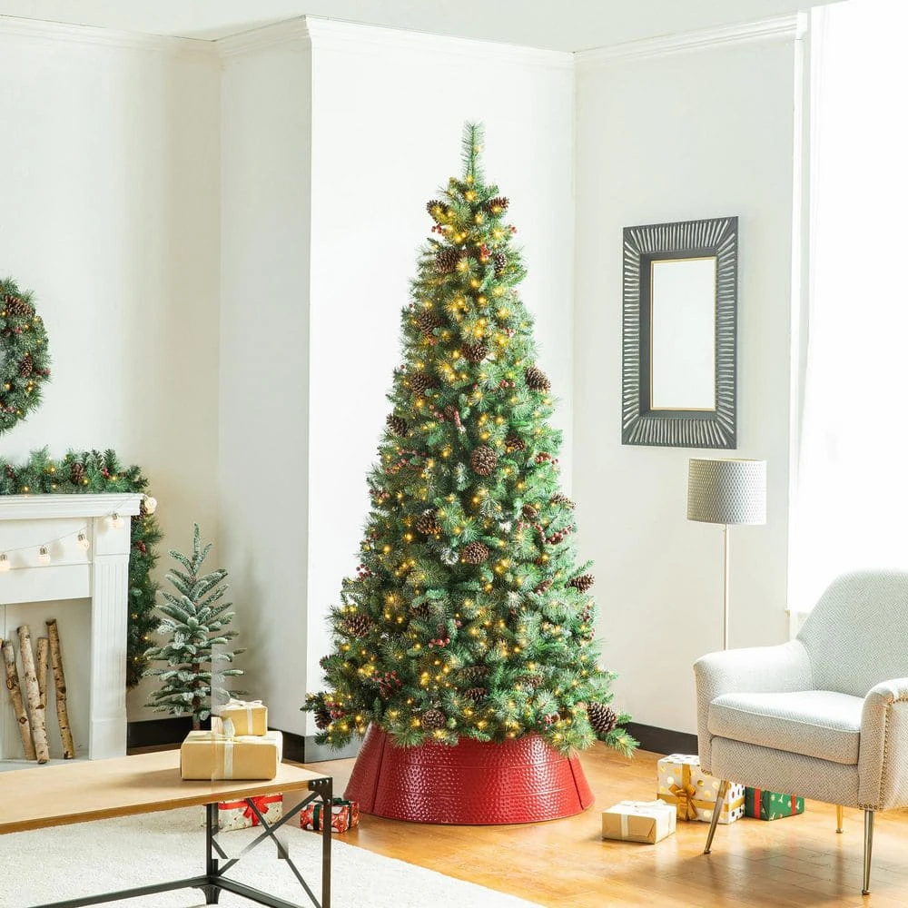 40.5 In. D Christmas Red Hammered Metal Tree Collar (KD) 3 40.5 In. D Christmas Red Hammered Metal Tree Collar (KD) - Image 3