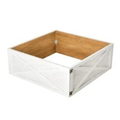 30 In. D Washed White Wooden Tree Collar (KD)