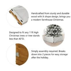 30 In. D Washed White Wooden Tree Collar (KD) -Northlight Shop glitzhome christmas tree collars 2010600037 c3 1000