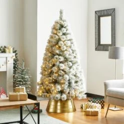 22 In. D Christmas Painted Gold Metal Tree Collar (KD) 10 22 In. D Christmas Painted Gold Metal Tree Collar (KD) -Northlight Shop glitzhome christmas tree collars 2010600040 40 1000